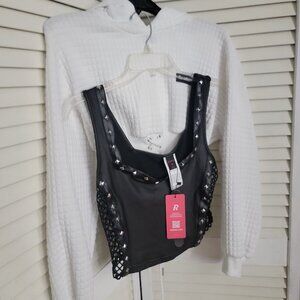 SHEIN Teenage Girl White Crop Hoodie & Black Tank Bundle - Size Small